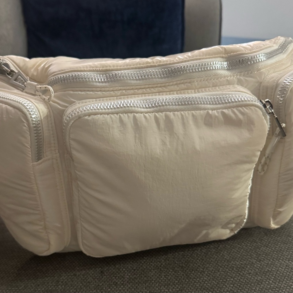 Adidas x Ivy Park Oversized Quilted Crossbody Waist bag in cream